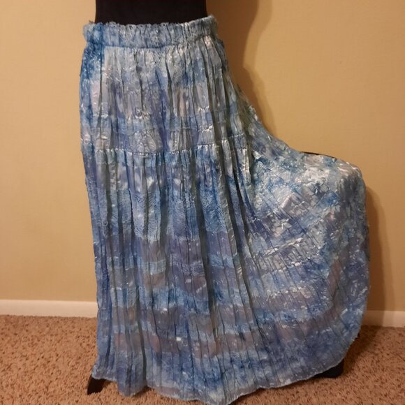 Intricately Woven Sky Blue Skirt - Picture 1 of 7